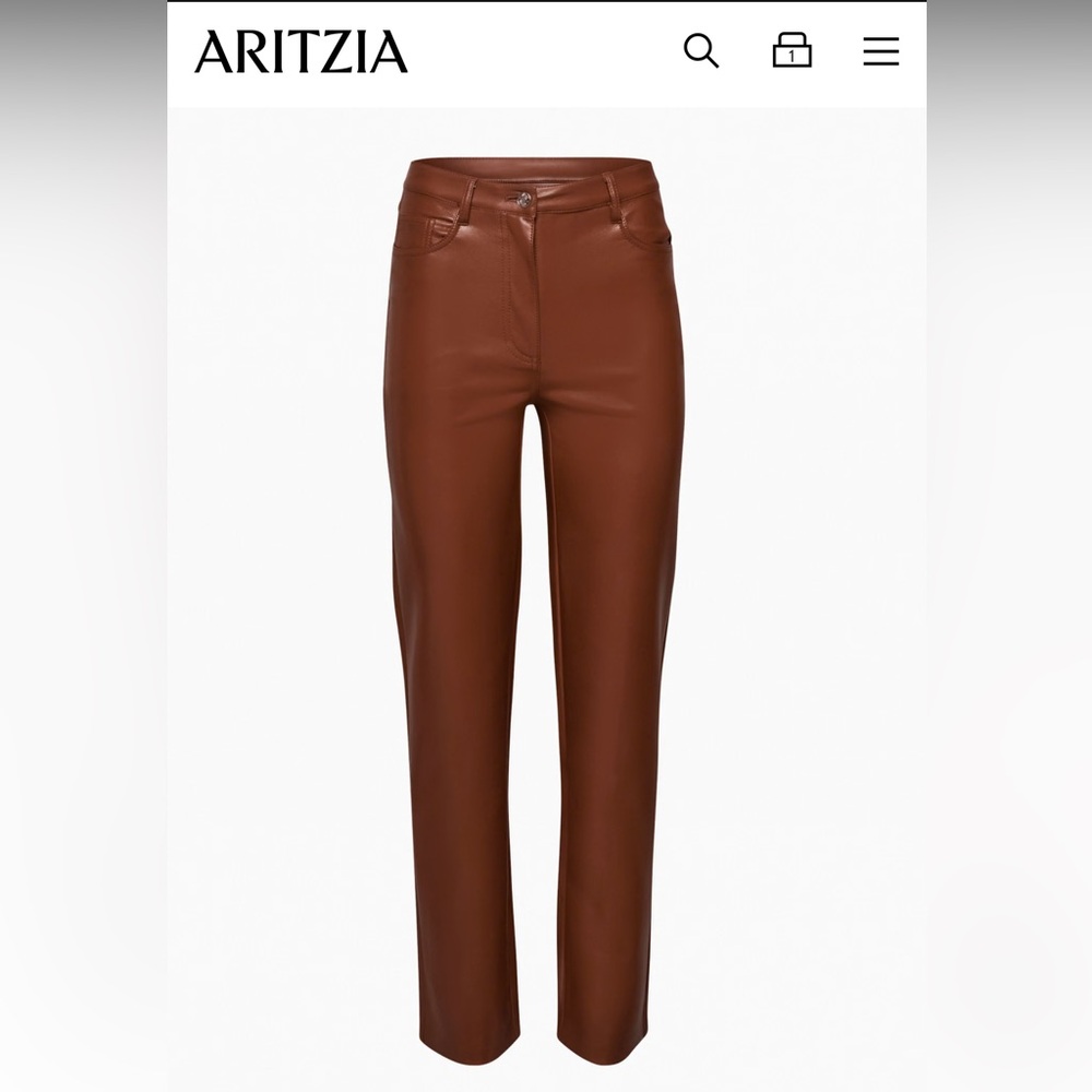 Aritzia Faux Leather Brown Skinny Pants